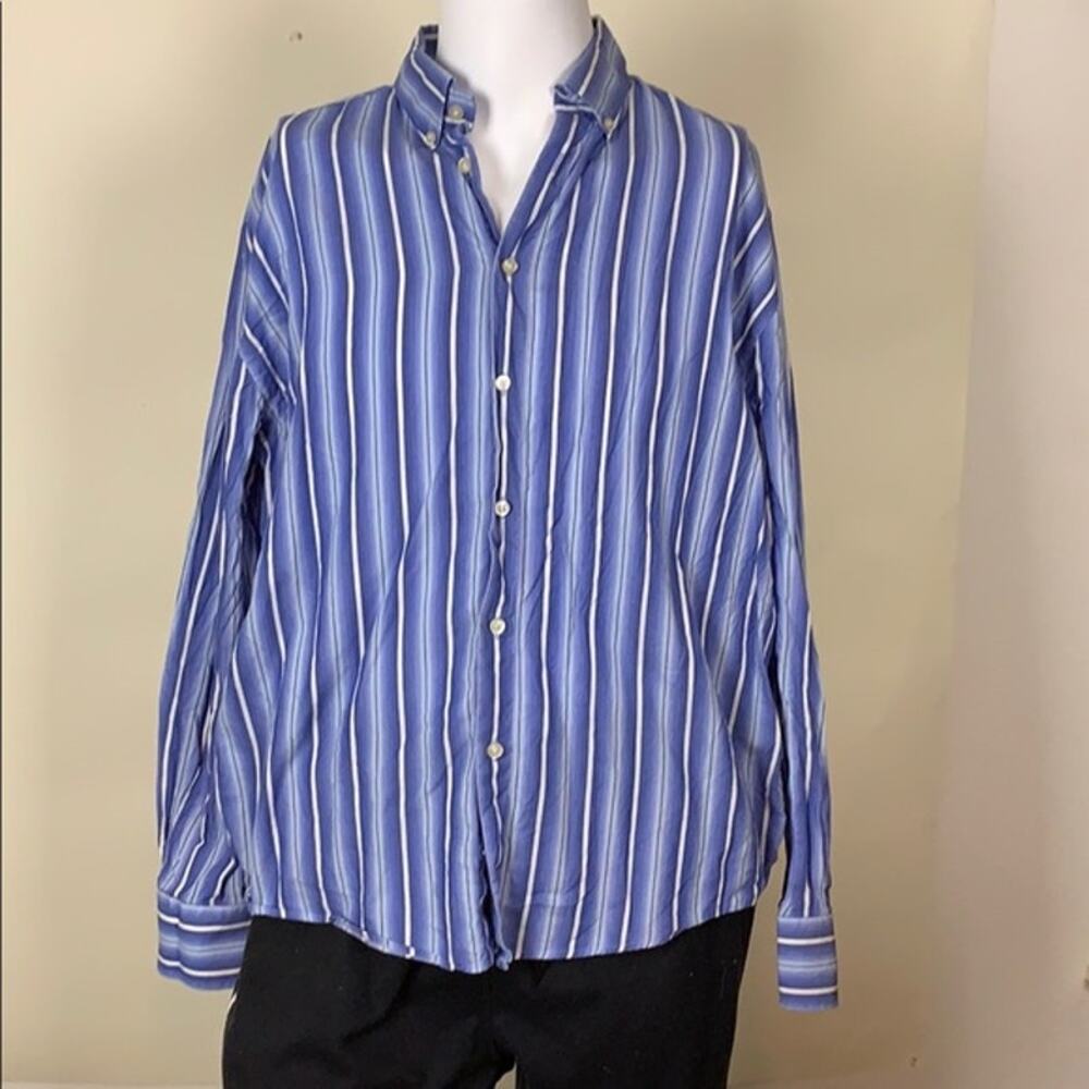 William W - Blue and white striped long sleeve shirt sz XL